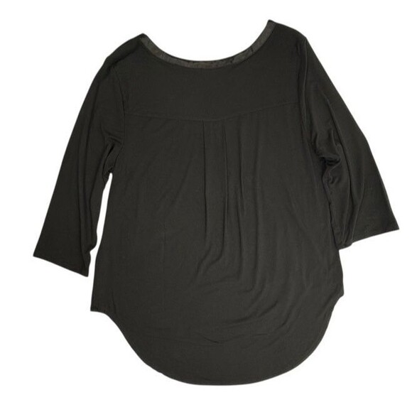 Grace Perfect Fit Black Knit Tunic Top Satin Trim Modern Chic Stretch Career XL - Picture 11 of 14